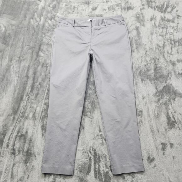 Liz Claiborne Pants Womens 8 Gray Emma Classic Mid Rise Crop Ankle Office Preppy - Picture 1 of 10